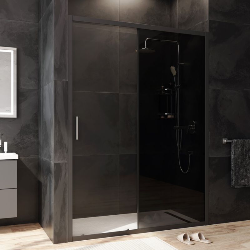 Душевая дверь AM.PM Gem 140 W90G-140-1-195BG профиль Черный матовый стекло тонированное-прозрачное