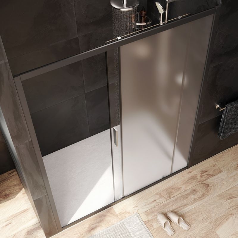 Душевая дверь AM.PM Gem 150 W90G-150-1-195BM профиль Черный матовый стекло матовое-прозрачное