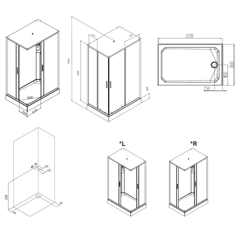 Душевая кабина AM.PM Gem 120х80 W90C-404-12080MT без гидромассажа