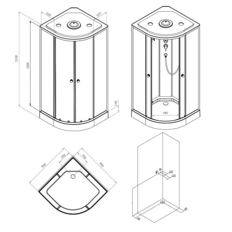 Душевая кабина AM.PM X-Joy W94C-401-090MT 90х90 см, низкий поддон, матовый хром