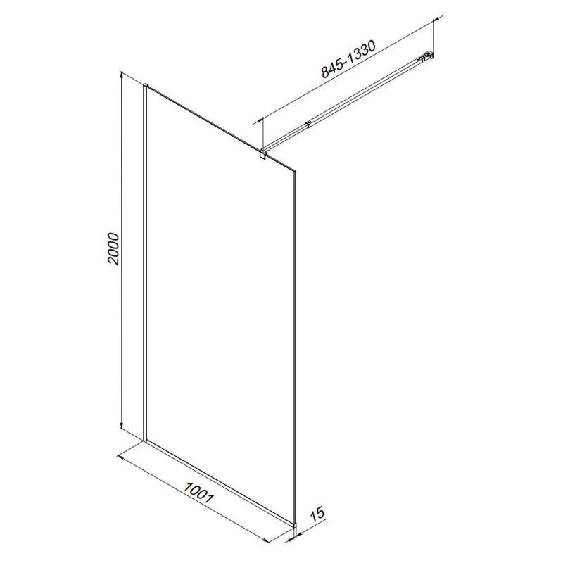 Душевая перегородка AM.PM Func 100 W84WI-100-F1-BTE профиль Черный стекло прозрачное