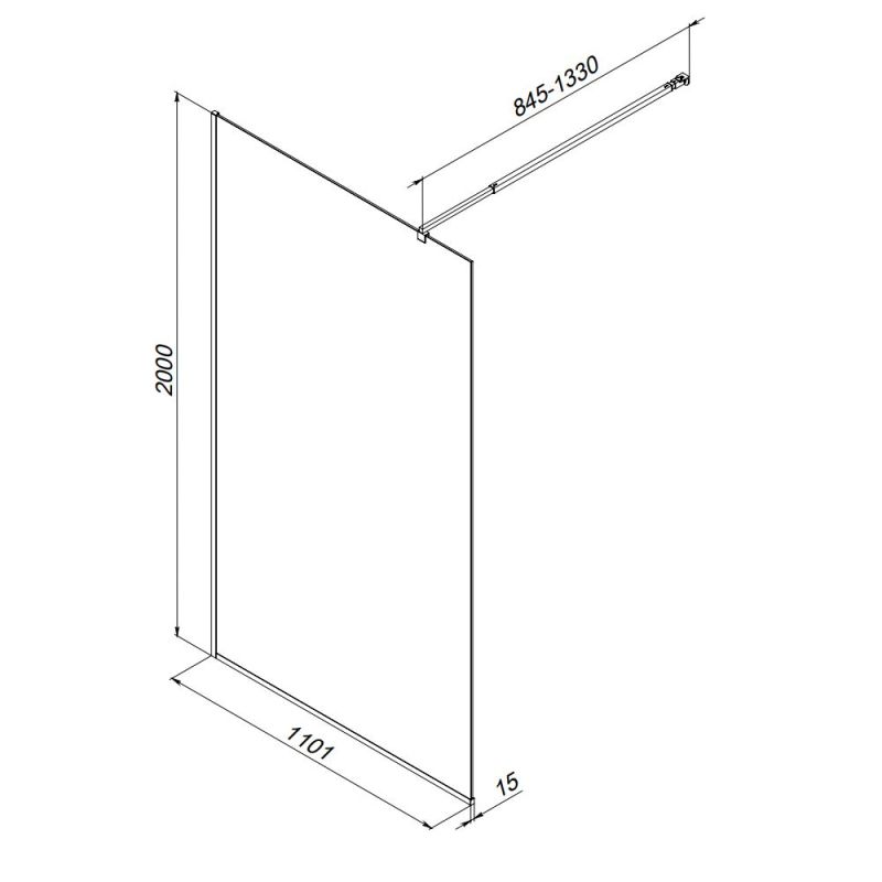 Душевая перегородка AM.PM Func 110 W84WI-110-F1-MTE профиль Хром матовый стекло прозрачное