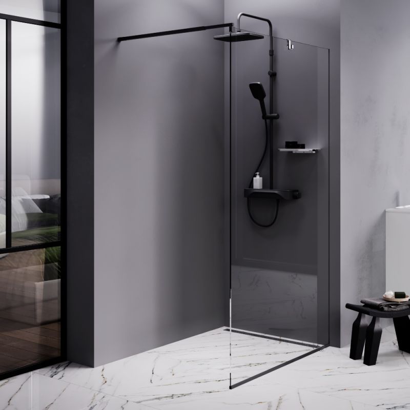 Душевая перегородка AM.PM Func 110 W84WI-110-F1-BTE профиль Черный стекло прозрачное