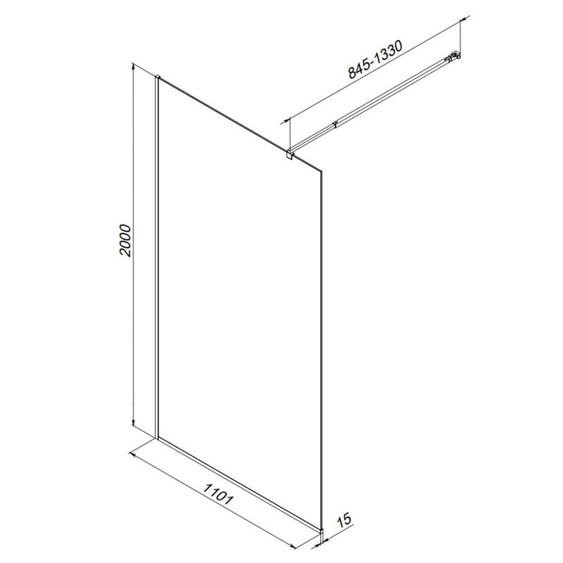 Душевая перегородка AM.PM Func 110 W84WI-110-F1-BTE профиль Черный стекло прозрачное