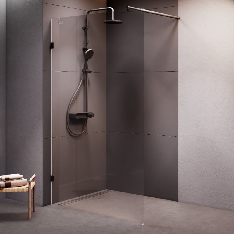 Душевая перегородка AM.PM X-Joy 120 W94WI-120-F1-BTE профиль Черный стекло прозрачное