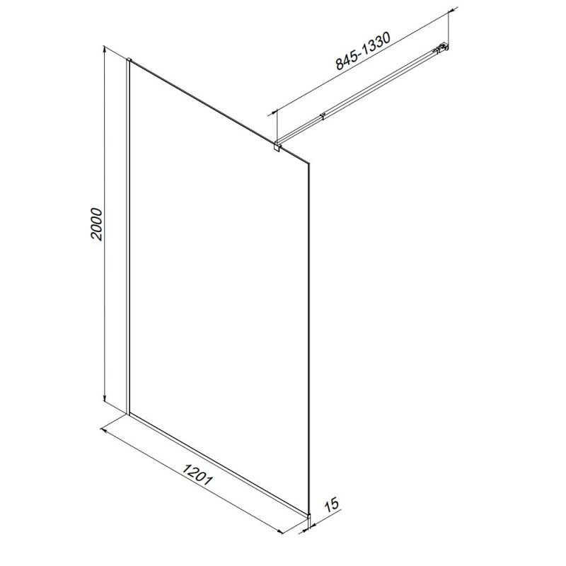 Душевая перегородка AM.PM Func 120 W84WI-120-F1-BTE профиль Черный стекло прозрачное