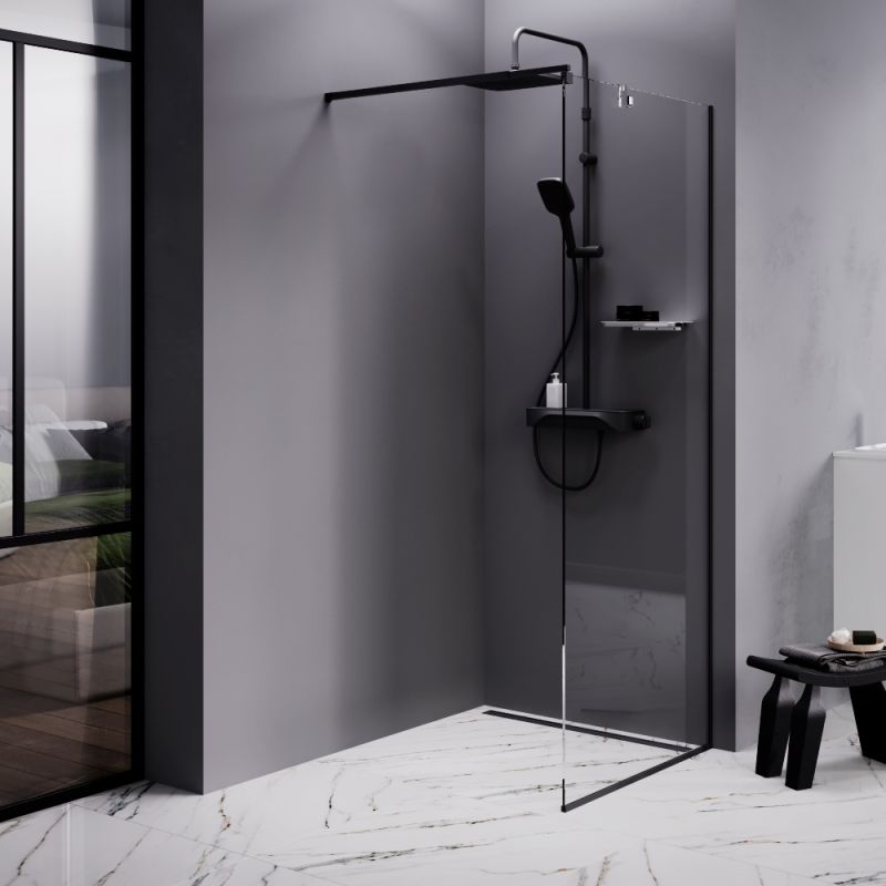 Душевая перегородка AM.PM Func 80 W84WI-80-F1-BTE профиль Черный стекло прозрачное