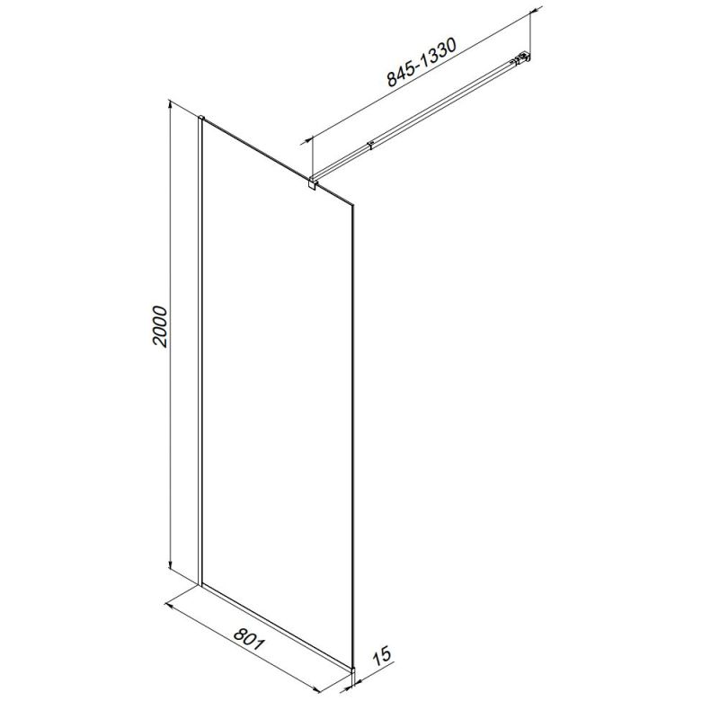 Душевая перегородка AM.PM Func 80 W84WI-80-F1-BTE профиль Черный стекло прозрачное