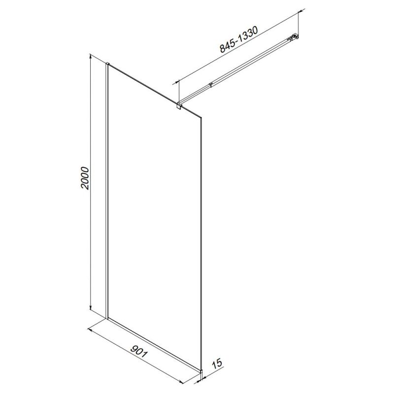 Душевая перегородка AM.PM Func 90 W84WI-90-F1-MTE профиль Хром матовый стекло прозрачное
