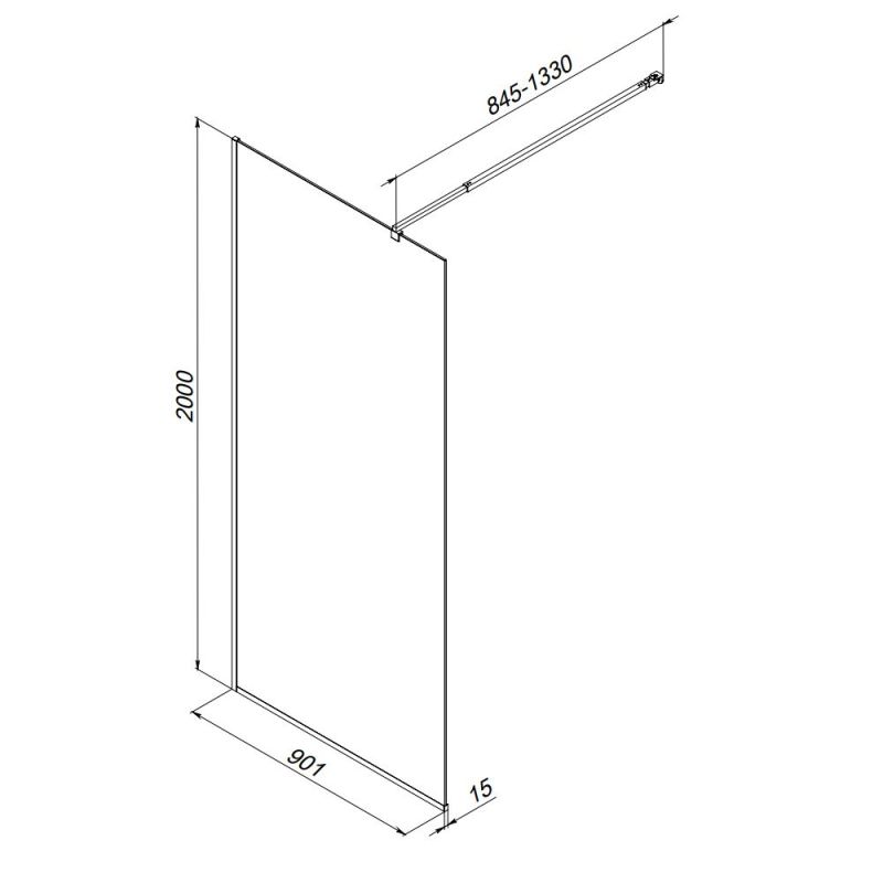 Душевая перегородка AM.PM Func 90 W84WI-90-F1-BTE профиль Черный стекло прозрачное