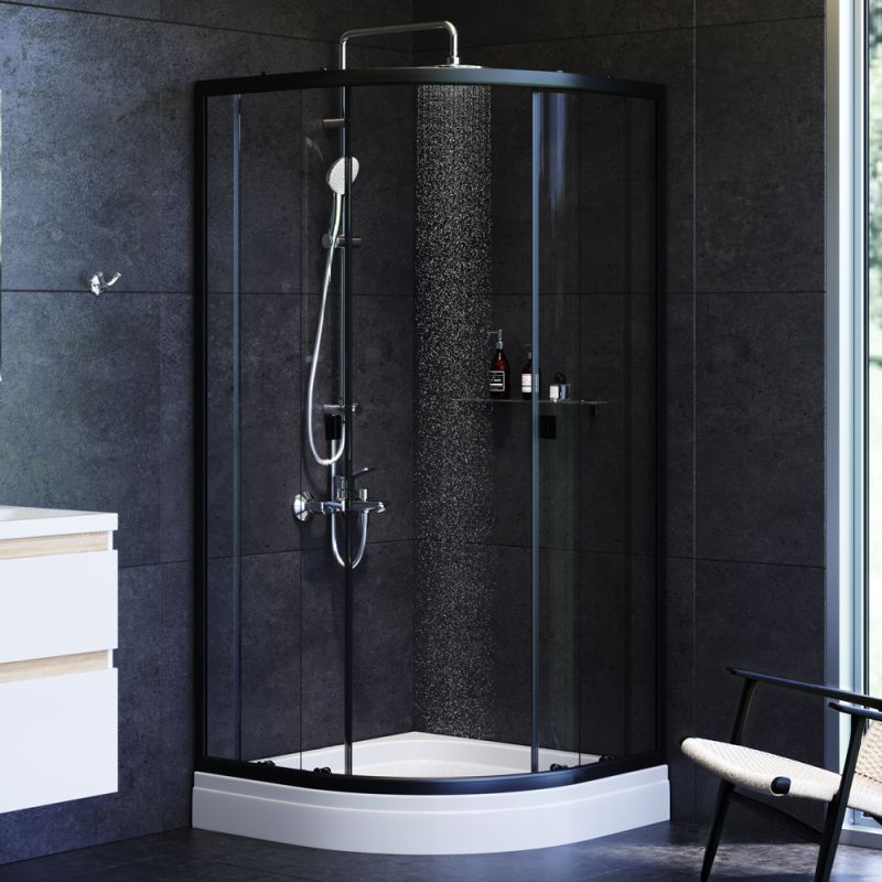 Душевой уголок AM.PM X-Joy Twin Slide 90х90 W88G-205-090BT64 профиль Черный матовый стекло прозрачное