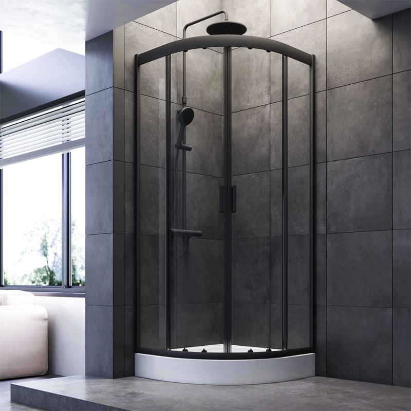 Душевой уголок AM.PM Gem 80х80 W90G-401-080BT профиль Черный матовый стекло прозрачное