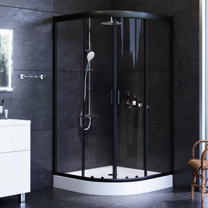 Душевой уголок AM.PM Gem 100х100 W90G-401-100BT профиль Черный матовый стекло прозрачное