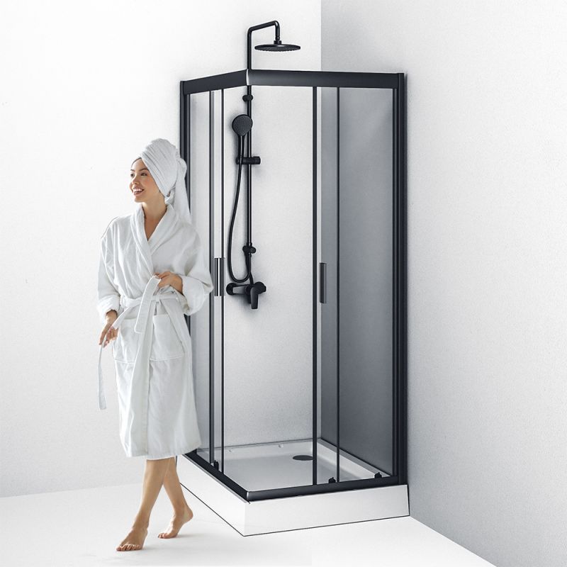 Душевой уголок AM.PM Gem 100х80 W90G-404-100280-BT профиль Черный матовый стекло прозрачное