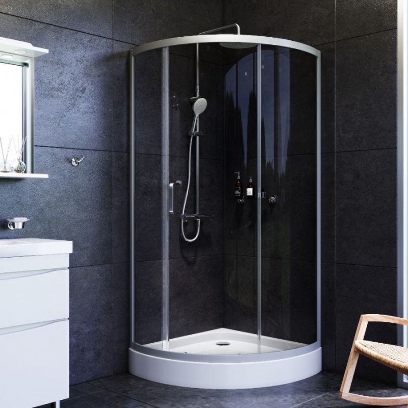 Душевой уголок AM.PM Like Solo Slide 90x90 W83G-315-090CG64 профиль Хром матовый стекло тонированное