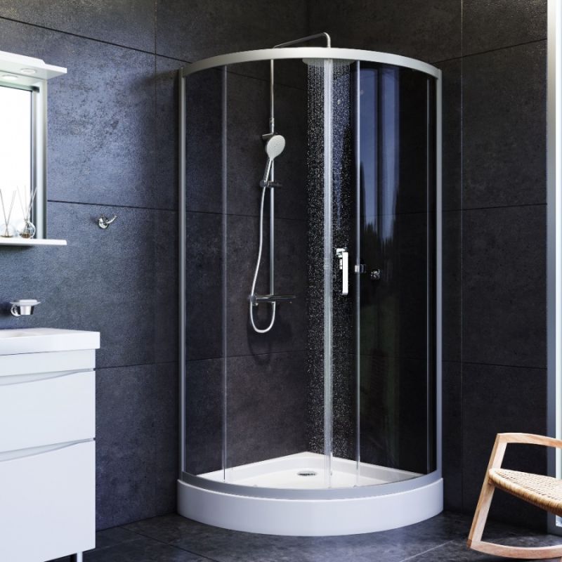 Душевой уголок AM.PM Like Solo Slide 90x90 W83G-315-090CG64 профиль Хром матовый стекло тонированное