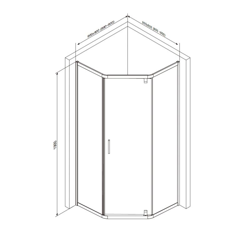 Душевой уголок AM.PM Gem 90x90 W90G-405-090MT профиль Хром матовый стекло прозрачное