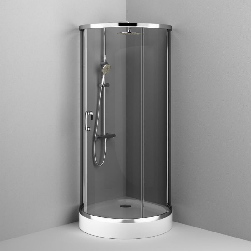 Душевой уголок AM.PM Like Round 95х95 W83G-333-095CG профиль Хром глянцевый стекло тонированное