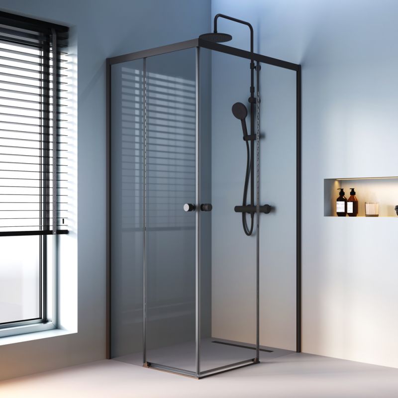 Душевой уголок AM.PM X-Joy 100х80 W94G-403-10080-BТ профиль Черный матовый стекло прозрачное