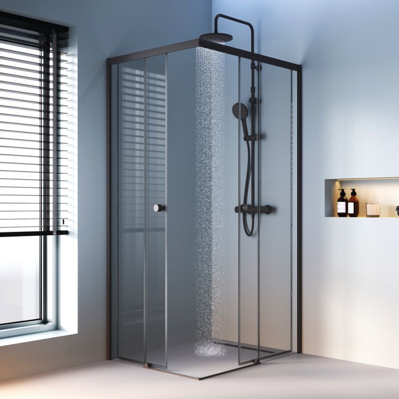 Душевой уголок AM.PM X-Joy 100х80 W94G-403-10080-BТ профиль Черный матовый стекло прозрачное