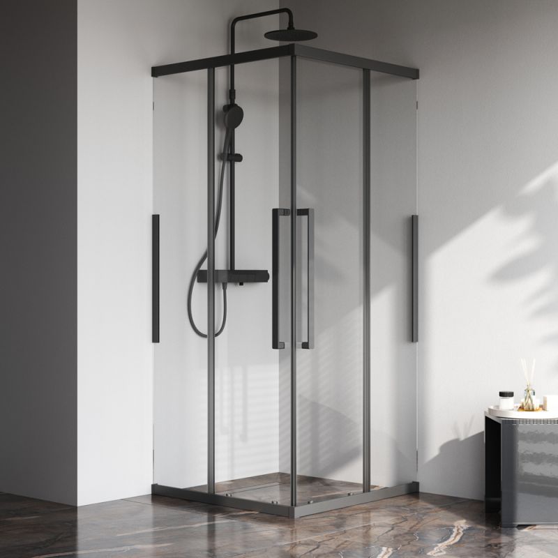 Душевой уголок AM.PM Func 90x90 W84G-403-9090-BТ профиль Черный матовый стекло прозрачное