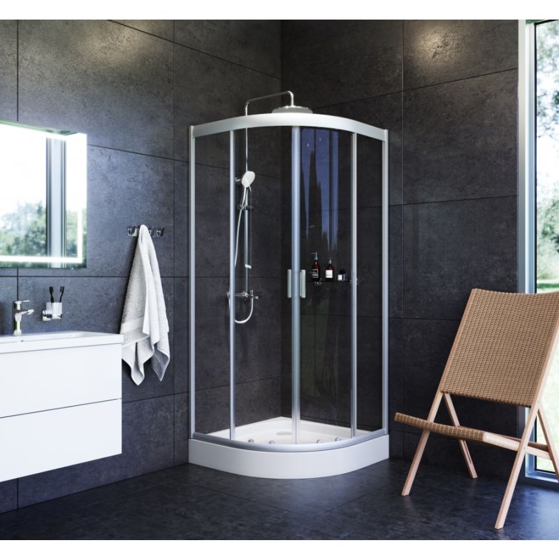 Душевой уголок AM.PM Gem W90G-401-090WT Профиль матовый хром, стекло прозрачное