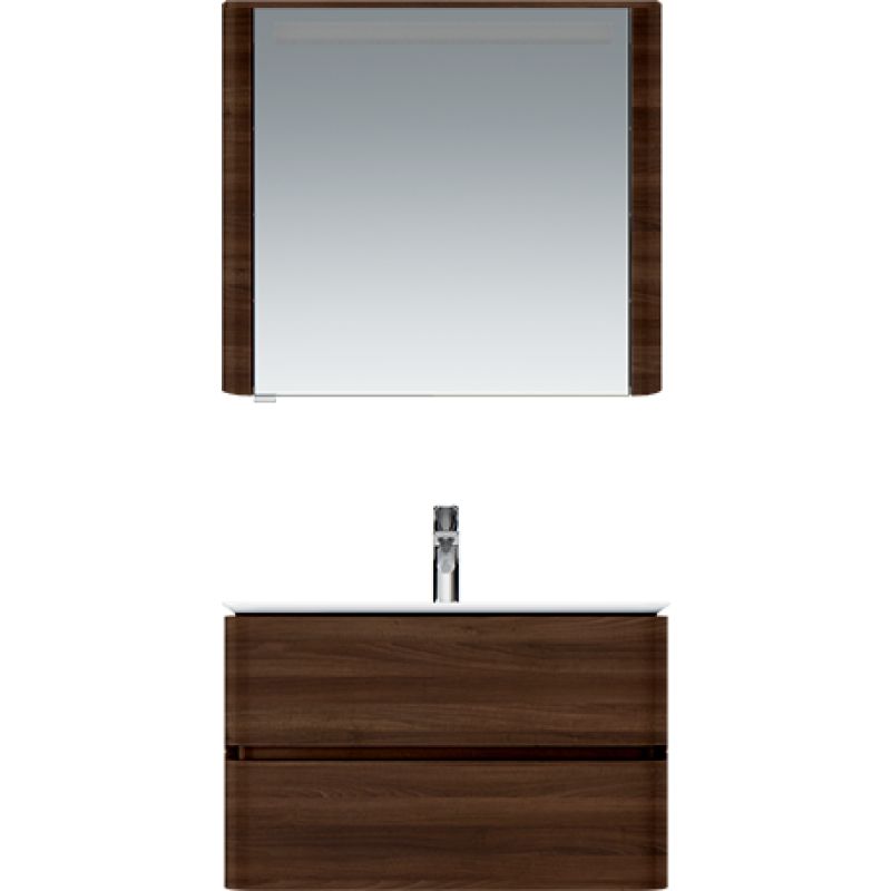 Зеркальный шкаф для ванной Am.Pm Sensation 80 левый орех