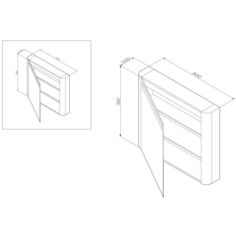 Зеркальный шкаф для ванной Am.Pm Sensation 80 левый орех
