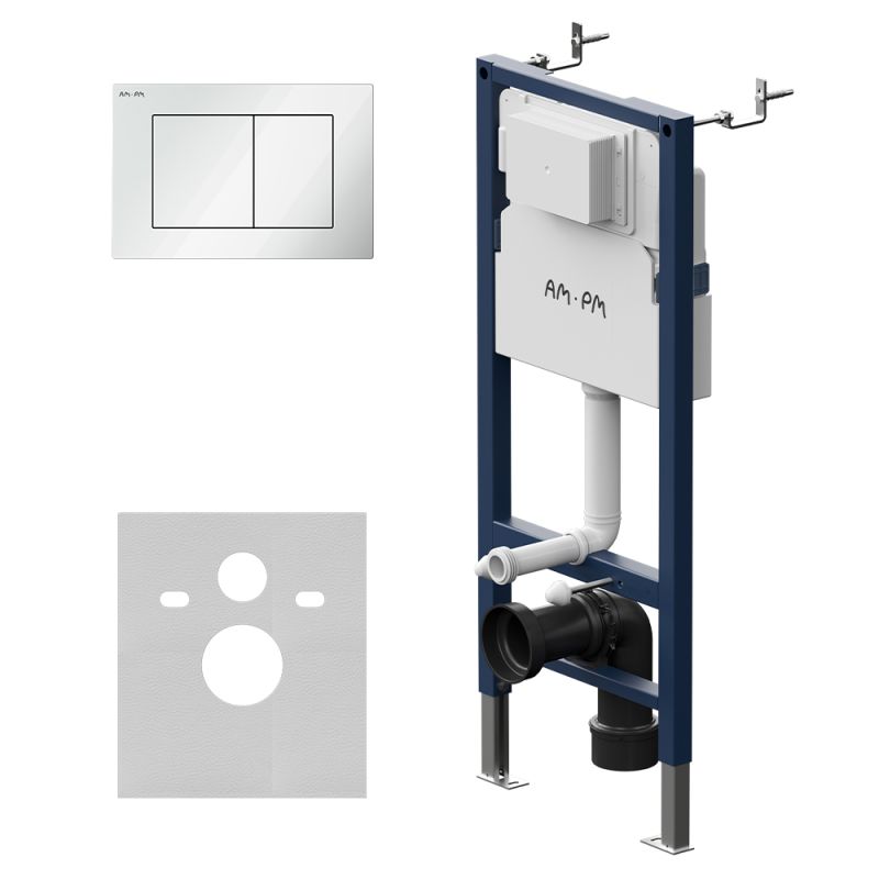 Инсталляция Am.Pm PrimeFit I012709.0201, для подвесного унитаза, клавиша PrimeFit S, белый глянцевый