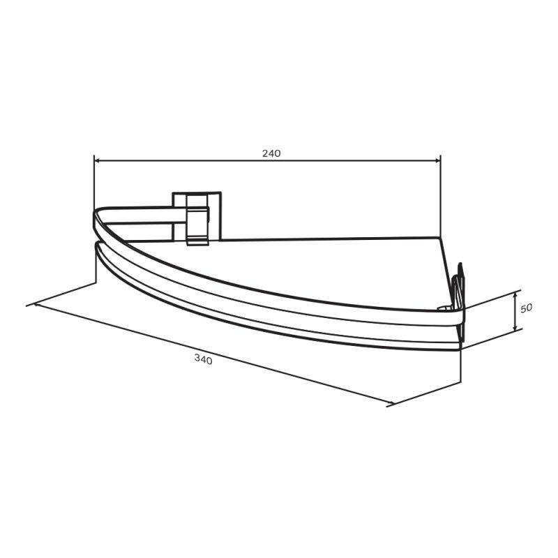 Стеклянная полка AM.PM Sense L A7456100 угловая Серебристая