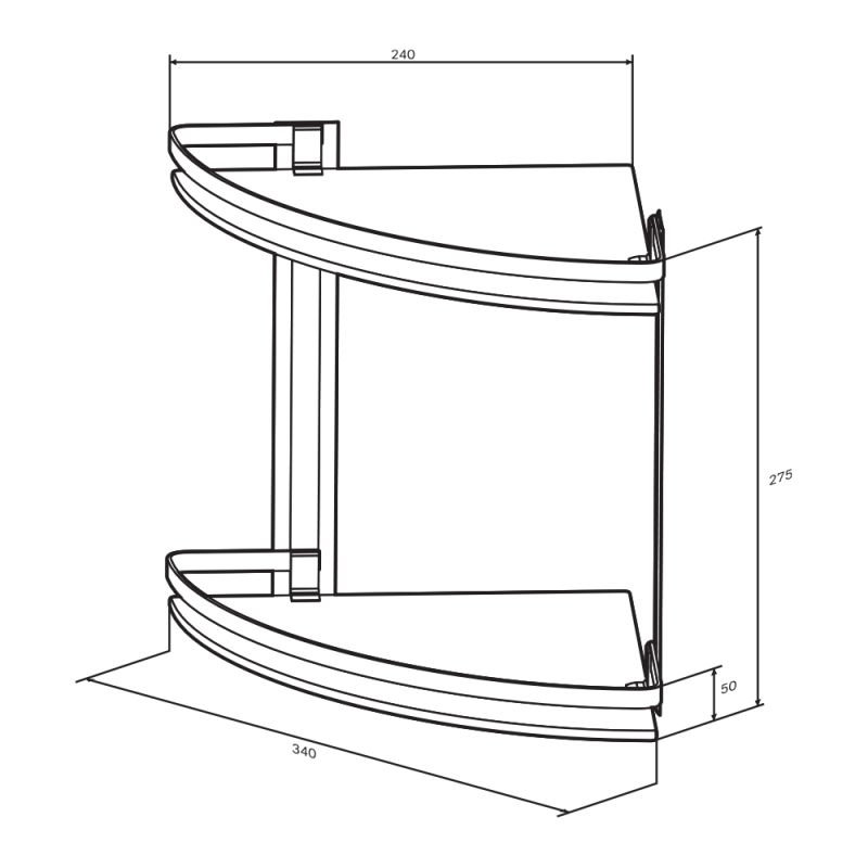 Стеклянная полка AM.PM Sense L A7456200 угловая Серебристая