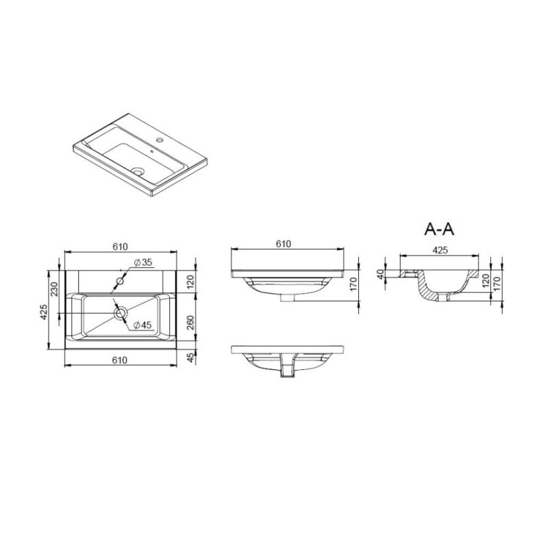 Раковина AM.PM Gem 60 M90WCC0602BM Черная матовая