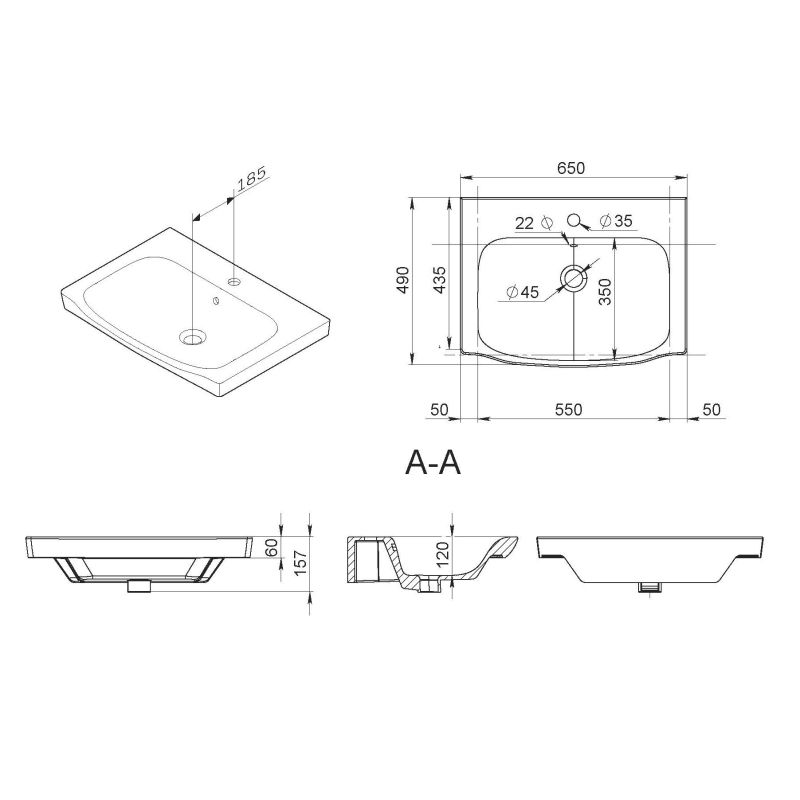 Раковина AM.PM Like 65 M80WCC0652WG Белая