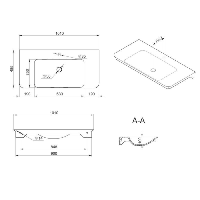 Раковина AM.PM Sensation 100 M30WPC1001WG Белая