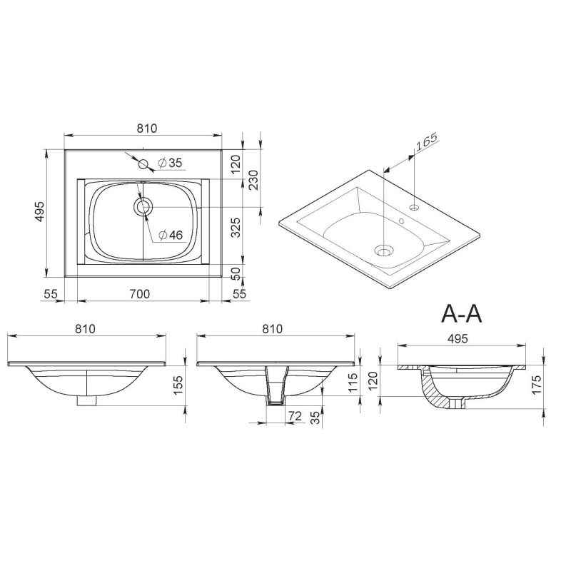 Раковина AM.PM Spirit V2.0 81 M70AWCC0802WG Белая