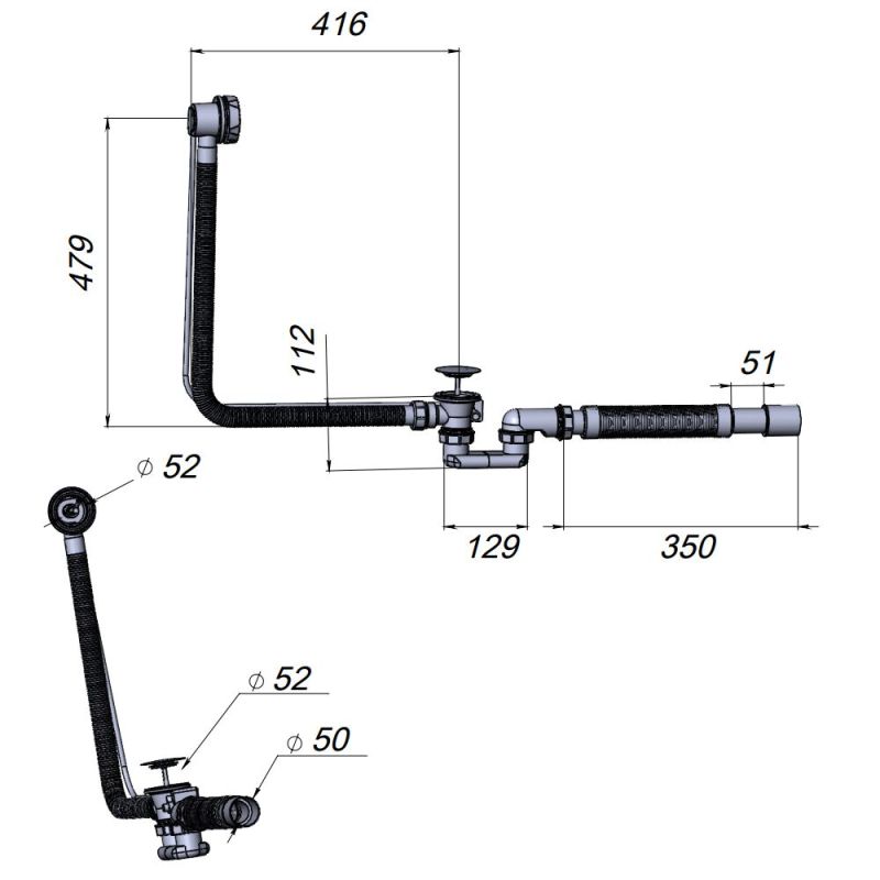 Слив-перелив AM.PM W90A-1000-OFL полуавтомат Хром
