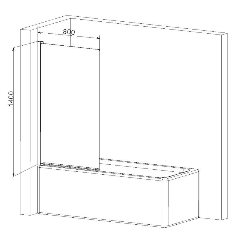 Шторка на ванну AM.PM Gem 80 W90BS-D080-140CT профиль Хром стекло прозрачное