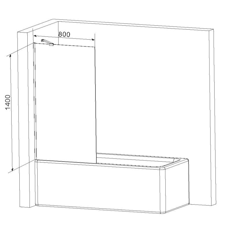 Шторка на ванну AM.PM Gem W90BS-080-140CT стекло прозрачное