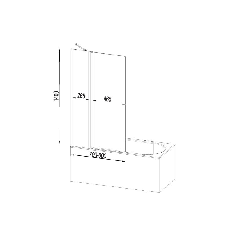 Шторка на ванну AM.PM Gem W90BS-D3W5-140CT
