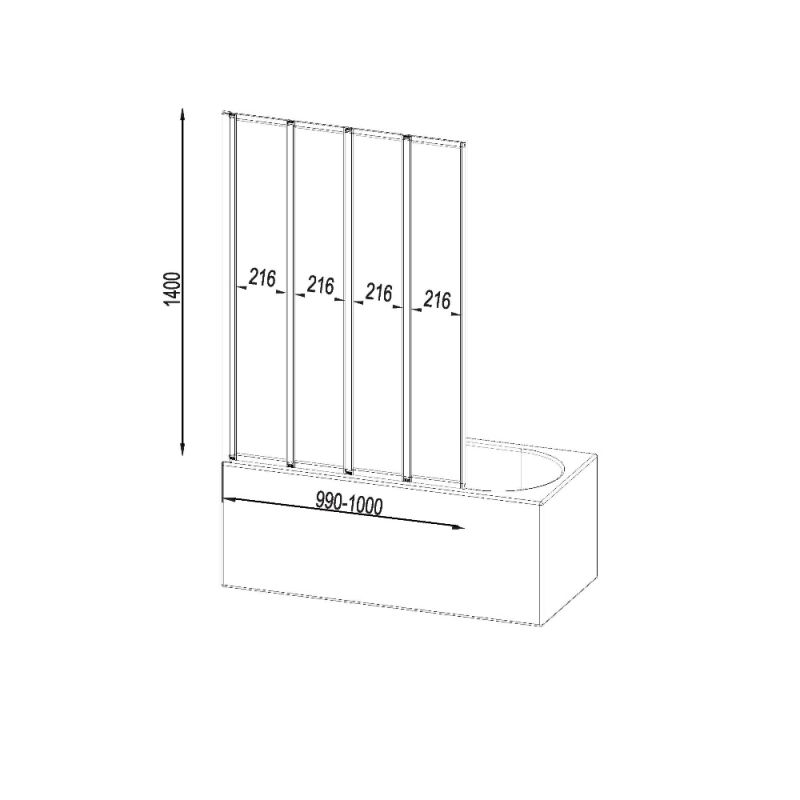 Шторка на ванну AM.PM Like W80BS-100-140CT