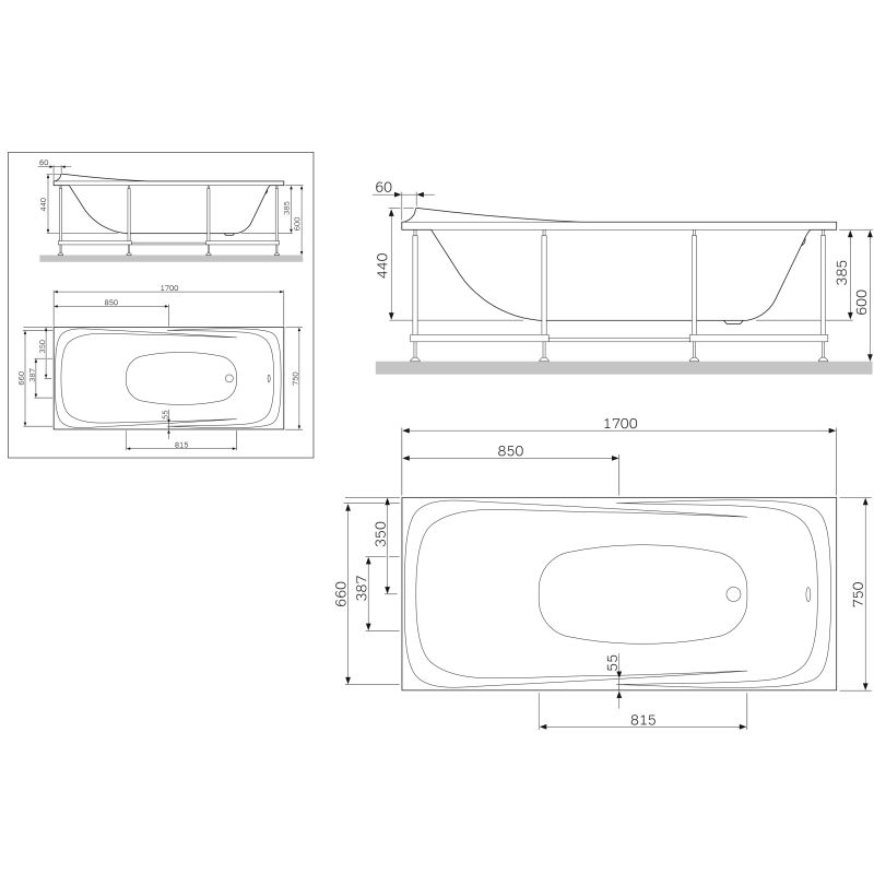 Панель 170 AM.PM W30A-170-075W-P под ванну Sensation