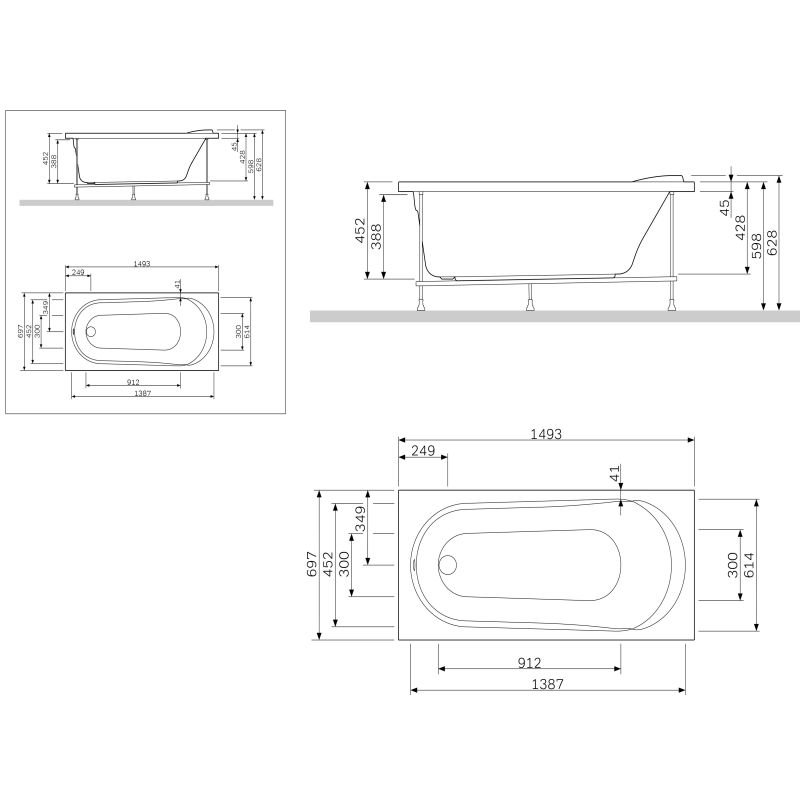 Фронтальная панель для ванны AM.PM Joy/Spirit 150 W85A-150-070W-P Белая