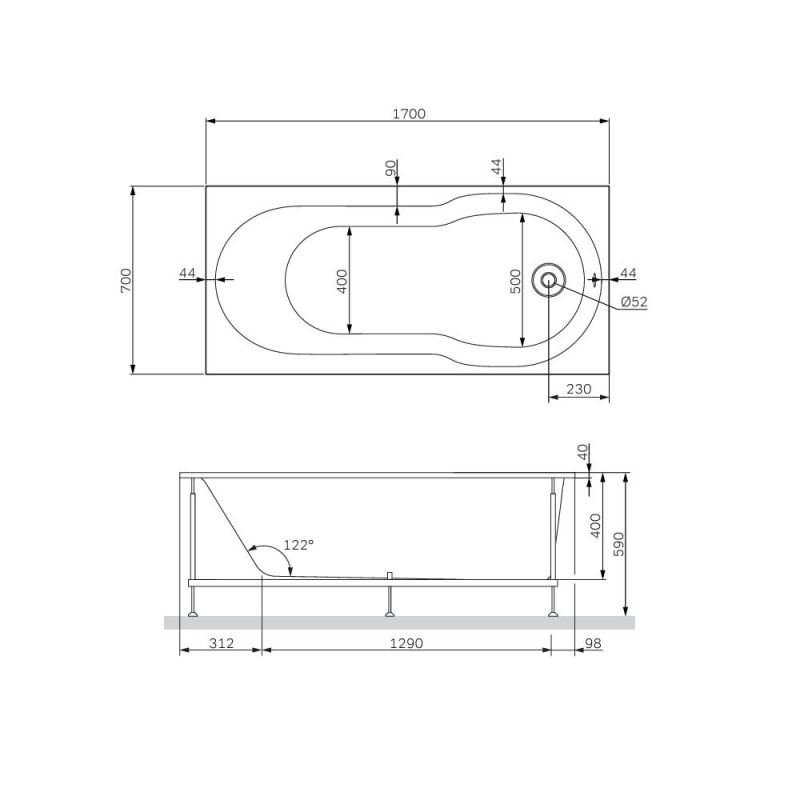 Фронтальная панель для ванны AM.PM X-Joy 170 W88A-170-070W-P Белая