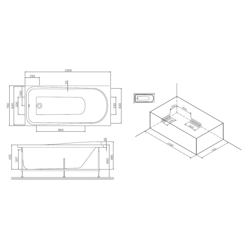 Фронтальная панель для ванны AM.PM Like 150 W80A-150-070W-P Белая