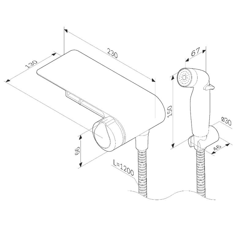 Гигиенический душ со смесителем AM.PM X-Joy TouchReel F0H85A800 Хром