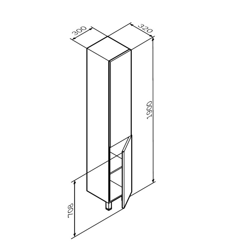 Шкаф пенал AM.PM Gem 30 R M90CHR0306BM подвесной Черный матовый