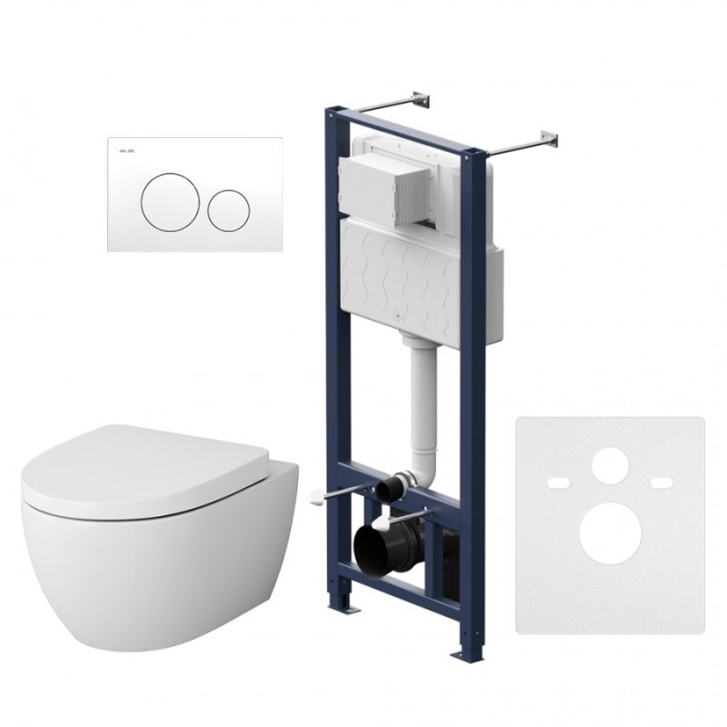 Комплект унитаза с инсталляцией AM.PM Awe IS49001.111738 с сиденьем Микролифт и Белой клавишей смыва