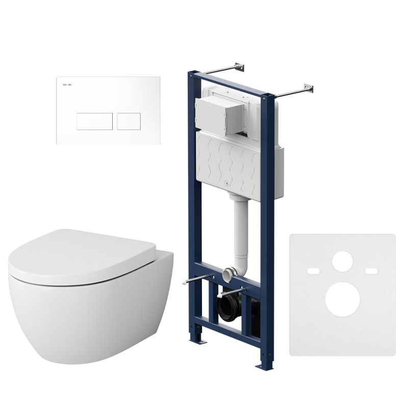 Комплект унитаза с инсталляцией AM.PM Awe IS47001.111738 с сиденьем Микролифт и Белой клавишей смыва