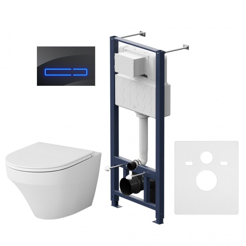Комплект унитаза с инсталляцией AM.PM Inspire FlashClean IS450A38.501700 с сиденьем Микролифт и Черной клавишей смыва