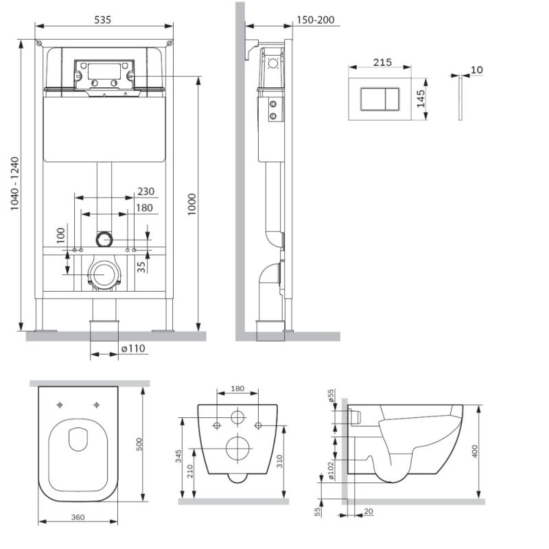 Комплект унитаза с инсталляцией AM.PM Gem IS70251.901701 с сиденьем Микролифт и клавишей смыва Хром глянцевый